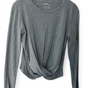 Velvet (Brand) Women's Gray, Twist Front Long-Sleeved Top